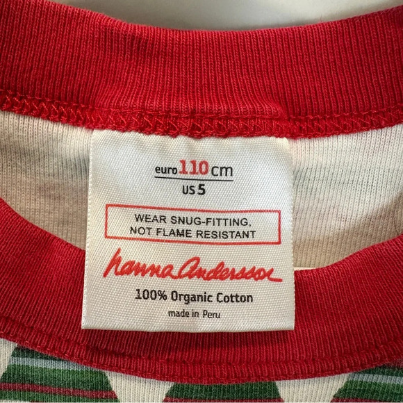 Hanna Anderson Girls 5 Long Sleeve Christmas Flannel Top Pajama Holiday - Picture 3 of 3